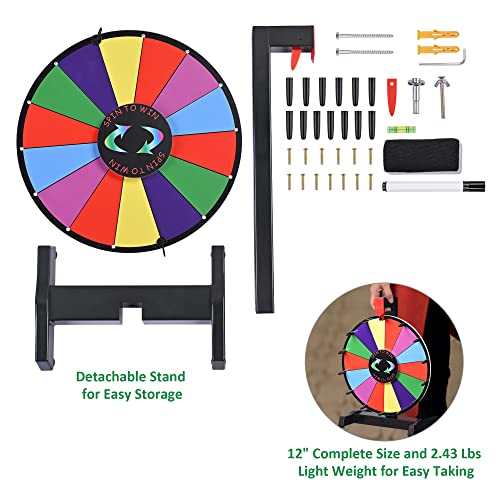 Winspin 12" Color Prize Wheel Wall Mounted Or Tabletop 14 Slots Heavy Duty Editable Spinning Wheel For Fortune Spinning Game Carnival & Tradeshow, Classic Series #TOP7
