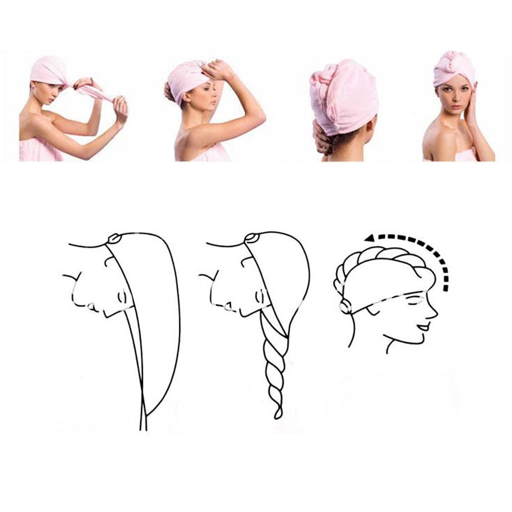 ATB Towel Microfiber Hair Wraps Fast Dry Head Cap Drying Bath Twist Spa Soft Turban
