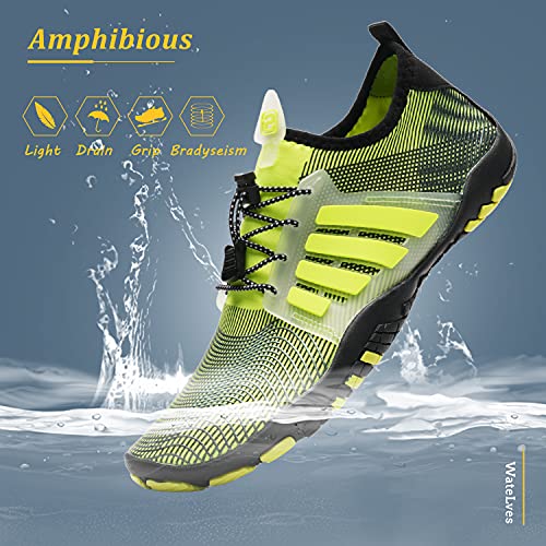 Watelves Water Shoes Swim Surf Shoes Beach Pool Shoes Wide Toe Hiking Water Sneakers Quick Dry Aqua Shoes For Men And Women (D/Fluorescent Green, 43) #TOP1