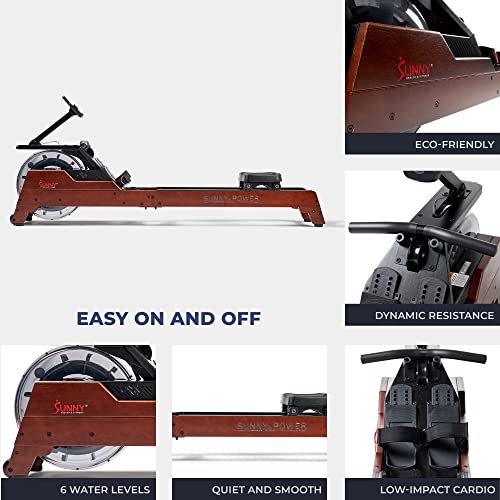 Sunny Health & Fitness Water Rowing Machine with High Dynamic Resistance Vertical Tank, Full Body Workout Exercise Equipment for Home Fitness, Free SunnyFit App Connectivity by Sunny Health & Fitness - Image 6
