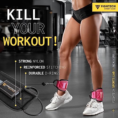 FIGHTECH Ankle Straps Cable Machine Attachment for Gym - Cable Kickback Ankle Straps - Padded Ankle Cuffs for Glute Kickbacks and Leg Workouts (Pink/Classic, Pair) by FIGHTECH - Image 5