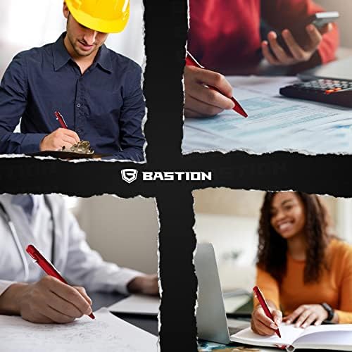 BASTION Aluminum Bolt Action Pen with Gift Case - Luxury Executive Retractable Lightweight Metal Pen - Ink Refillable Office Pocket EDC Fine Point Writing Ballpoint Pens for Men & Women