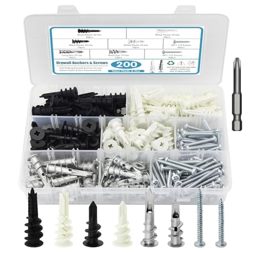 Dry Wall Anchors and Screws Kit, 200PCS Self Drilling Wall Anchors and Screws for Drywall,Sheetrock,Hollow Door,Plaster Wall - Zinc Metal & Nylon Plastic Assortment Drywall Anchors and Screws Kit