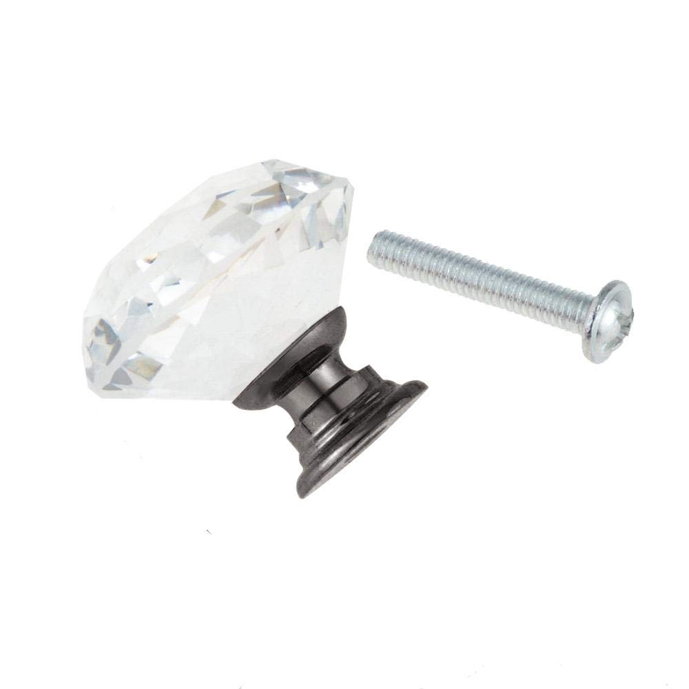 Bszcxbvmp 30Mm Gray Crystal Drawers Knobsb, Crystal Glass Cabinet Drawer Closet Door Knob Handle Multicolor(30Mm Gray)