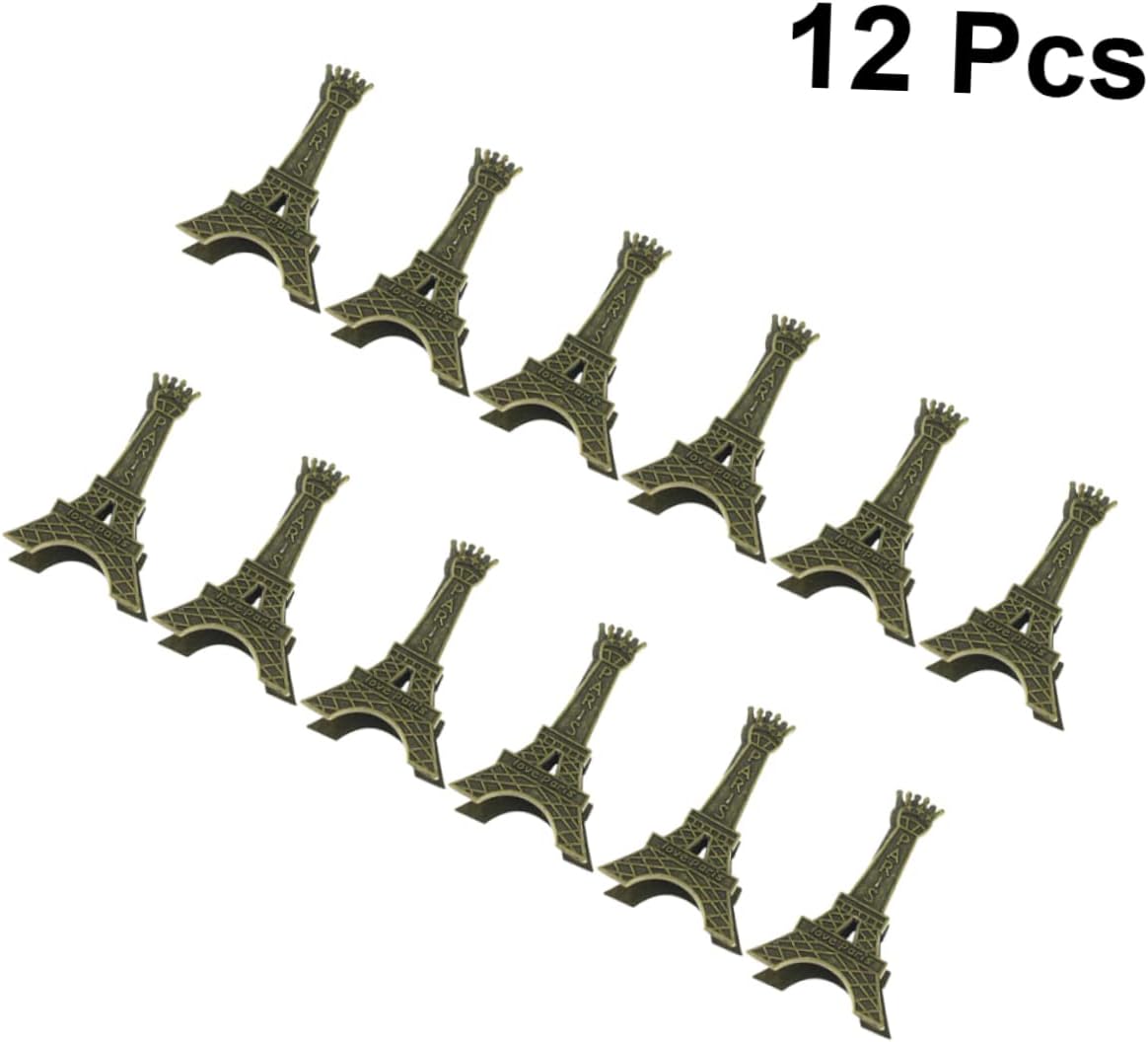 Gadpiparty 12pcs Eiffel Tower Metal Memo Clips Set Creative Photo Holders Retro Decorative Business Card Holders for Office and Home
