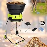 2500W Bladeless Electric Leaf Shredder with Wheels - 8000 RPM Mulcher & Compost Shredder, Collection Bag Included - for Leaves, Grass, Garden Clippings - Easy Yard Cleanup Electric Chipper (10M)
