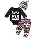 Baby Boy Camouflage Clothes Long Sleeve Little Man Romper Pants Leggings Hat Outfits Set 3Pcs -Glosun (18-24 Months)