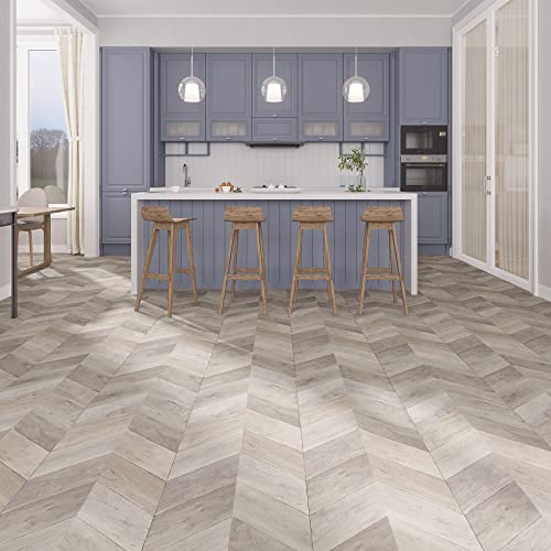 Lucida Surfaces Luxury Vinyl Flooring Plank | Chevron Interlocking Flooring For Diy Installation | 18 X 18 | Beach Oak | Single Sample Plank #TOP2