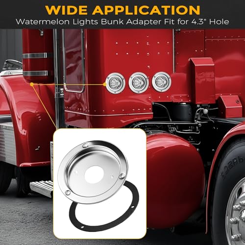 4PCS Watermelon Lights Bunk Adapter, 304 Stainless Steel Round Watermelon Light Brackets, Marker Light Bezel Cover, Mounting Bracket for Any 4.3" Hole of Trucks Trailers, Light Not Include by JZYZQBX - Image 2