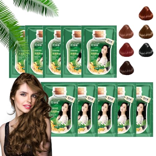 TEYAOE Tikieta Hair Dye, Tikieta Plant Hair Dye Shampoo, Plant Bubble Hair Dye Shampoo,Plant Extract Bubble Hair Color Shampoo, Natural Plant Hair Dye And Hair Care 2 In 1 (Chestnut Brown)