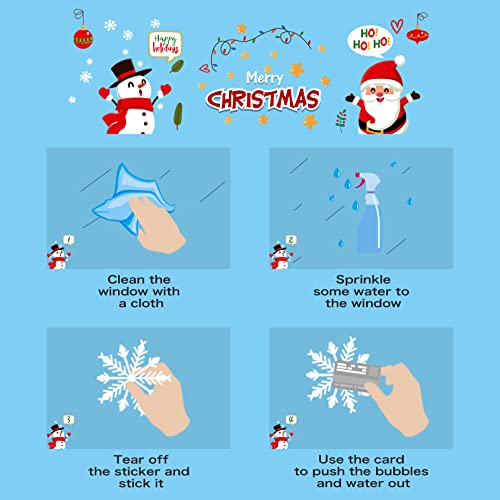 Christmas Window Clings For Glass Windows, 9 Sheets Window Stickers With Snowman Elk Xmas Tree Santa Snowflake Films Holiday Decorations, Winter Decals For Kids Toddlers Home Party (Xmas) #TOP5
