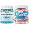 Calcium Gummies + D3 & Magnesium, L-MethylFolate 15mg & Methyl B12 Gummies, 3Pack