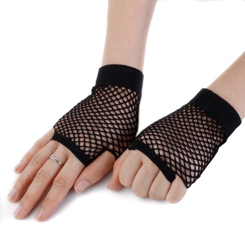 Homyl Meia Arrastão Luvas Sem Dedos Galinhas Noite Festa Acessório-preto