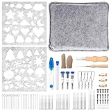 MENUY Filzunterlage 20.5 * 25cm Grau, Filzen Starterset Enthalten Filznadeln und Schimmel, Filzset für Anfänger, Filznadeln zum Trockenfilzen set für Filzwolle Projekte, DIY Handarbeit