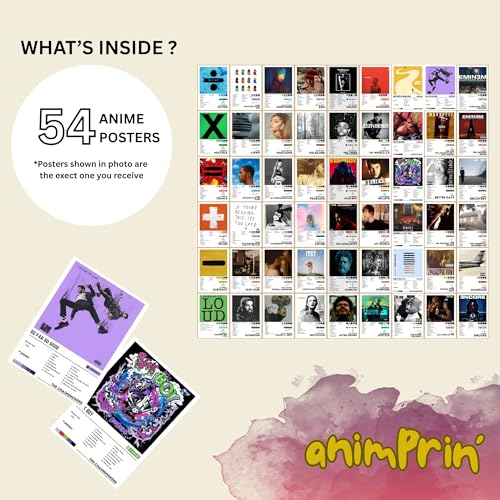 Image of Pack of 54 English Songs Posters - Music Cards | Iconic Singers, Albums & Song Art | Wall Decor for Music Lovers, Glue Dots included, 6X4 Inches Size