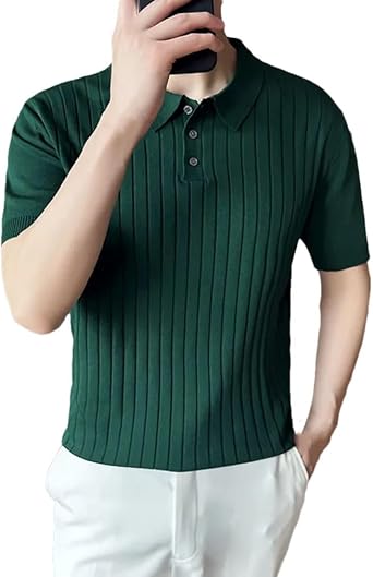 Rfmfkkg Men Knit Lapel Short Sleeve Mens T Shirt Slim Polo Shirt/Summer with Short Sleeve Polo Shirts