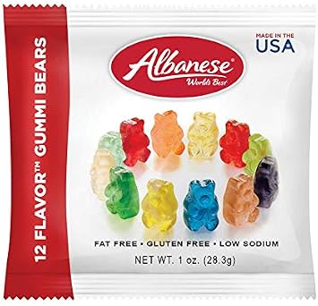 Blue Hippo Albanese 12 Flavor Assorted Gummi Bears 1 Ounce Pack of 30