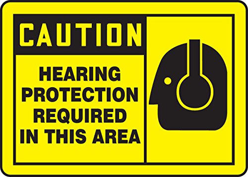 Panneau Protection Auditive Obligatoire Dura-Plastic Jaune et Noir 25x35cm Accuform MPPE409XT