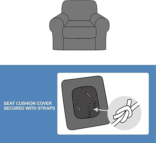 Miniatura 7 de Funda para sofá con cojines en forma de T, 2 piezas, funda para sillón de terciopelo grueso, protector de muebles, fundas elásticas para sofá con 1
