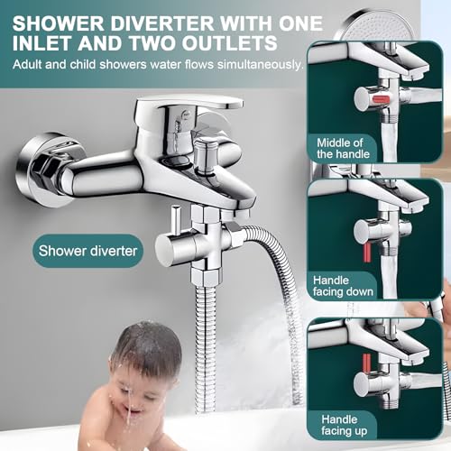 3 wege umschaltventil 1/2 zoll, Dusch Umschaltventil G1/2 20mm, Duscharm Adapter Umschalter, Dreiwegeventil für Handbrause, Duschkopf und Duschsystem Ersatzteil