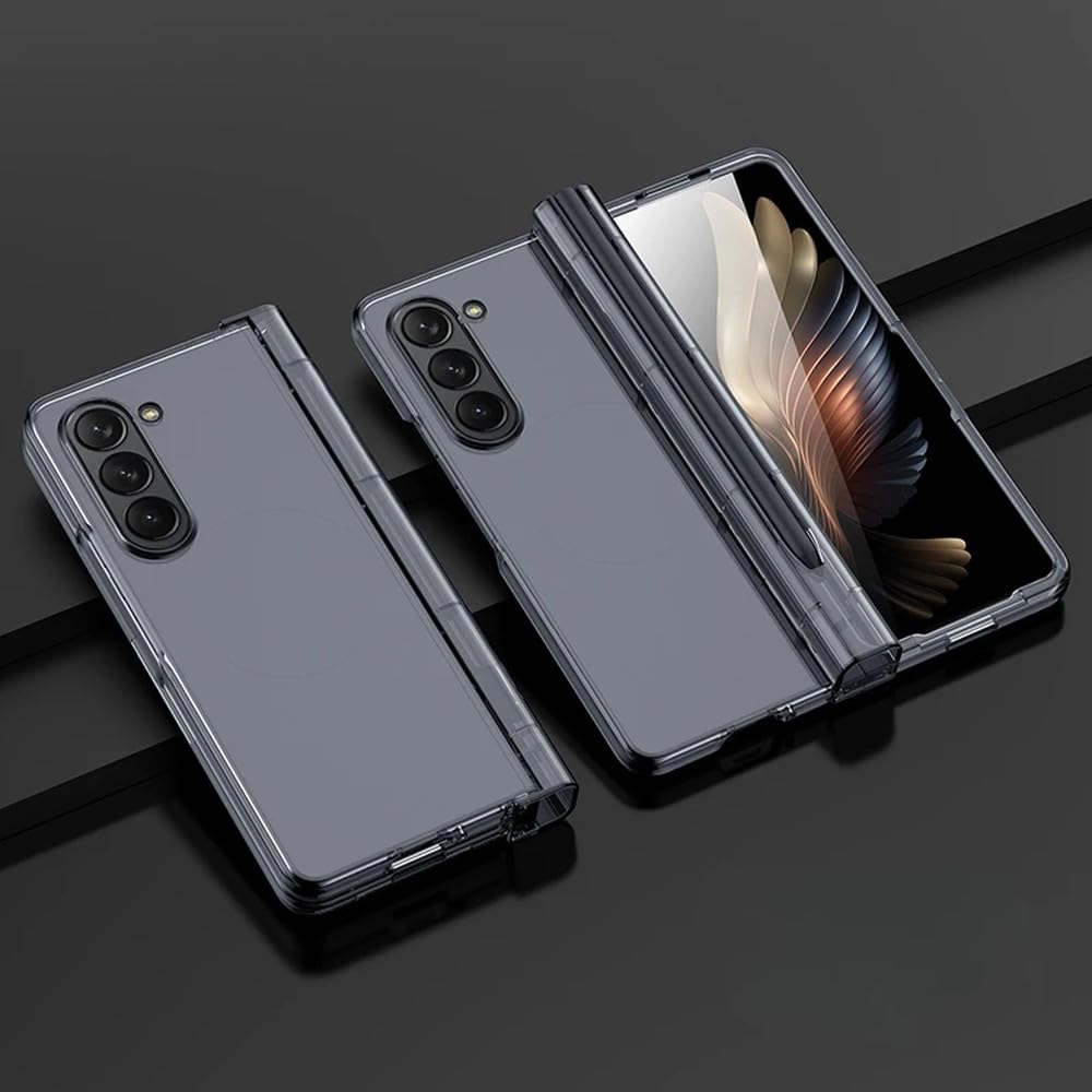 Carcasa de plástico para teléfono Samsung Galaxy Z Fold 6 5 4 3 Fold6 Fold5 Fold4 Fold3 con Cubierta Protectora de bisagra con Ranura para bolígrafo, Transparente, para Galaxy Z Fold5