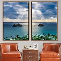 2 Piece Framed Canvas Wall Art Coastal Beach Canvas Prints Home Artwork Decoration for Living Room,Bedroom - 16