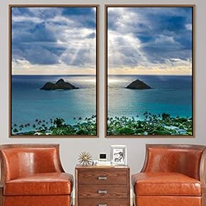 signwin 2 Piece Framed Canvas Wall Art Coastal...