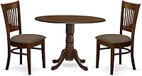 Vista 11 de East West Furniture DLVA3-OAK-C - Juego de comedor de 3 piezas que contiene una mesa de comedor redonda con gotas y 2 sillas tapizadas de tela
