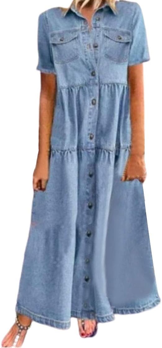 NOISY MAY Damen Jeanskleid Kurzarm - Oversize Denim Look