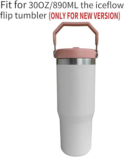 Miniatura 5 de Acuewuja Vaso de 30 oz30.1 fl oz con asa, tapa, popote y funda de silicona, reutilizable, doble pared, al vacío, de acero inoxidable 188, taza de