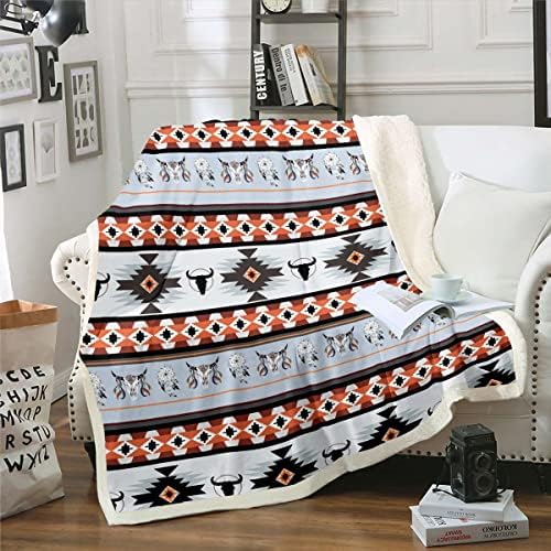 Amazon.com: Aztec Blanket 50x60,Southwestern Fleece Blanket Exotic Bull  Skull Throw Blanket for Kids Child,Dream Catchers Bed Blanket Ethnic Tribe  Feather Design Western Animals Boho Decor Red Black : Home u0026 Kitchen