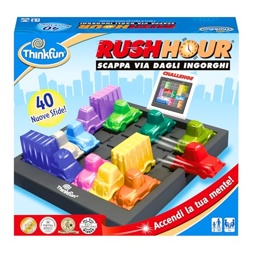 UN CLASSICO THINKFUN FIRMATO RAVENSBURGER: Rush Hour fa parte della collezione di giochi da tavolo e giochi in scatola di Ravensburger, adatto per tutte le età. E' un grande classico fra i giochi di società per bambini e adulti, ideale per chi ama le sfide di logica.