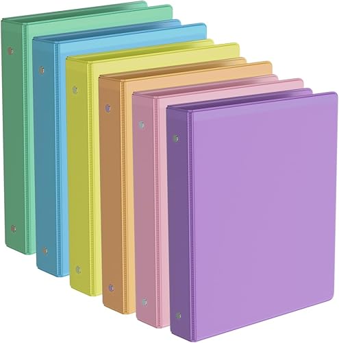 Miniatura 7 de Carpeta de 3 anillos redondos de 1 pulgada, con 2 bolsillos interiores, capacidad para 200 hojas de papel tamaño carta, sin PVC, colores surtidos,