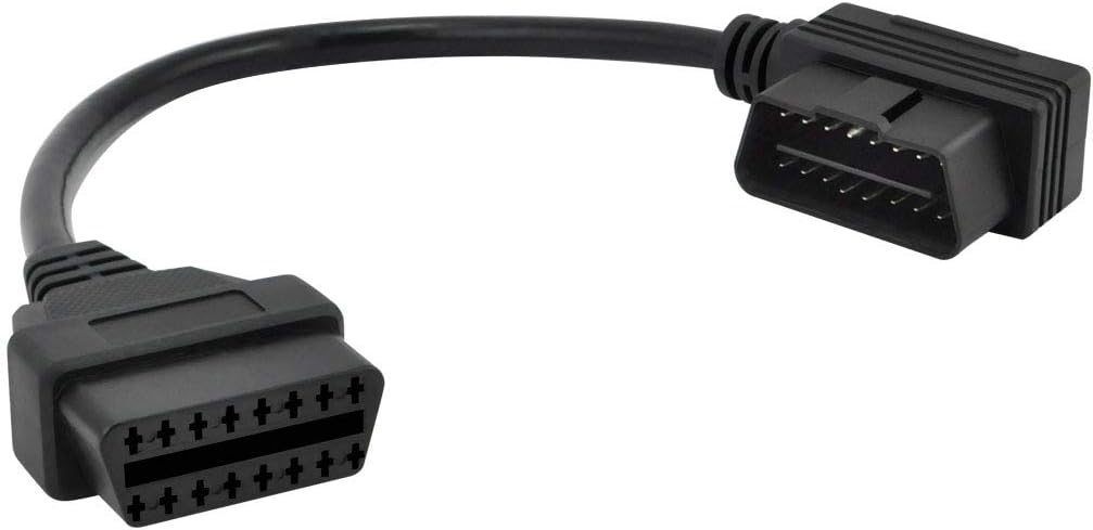iKKEGOL OBDII OBD2 16 Pin Right Angle Connector Male to Female Extension OBD Cable Diagnostic Extender Cord Adapter 30cm / 12"" Inch