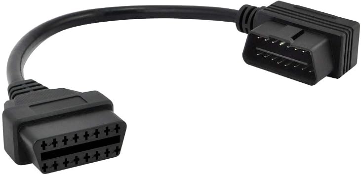 iKKEGOL OBDII OBD2 16 Pin Right Angle Connector Male to Female Extension OBD Cable Diagnostic Extender Cord Adapter 30cm / 12"" Inch