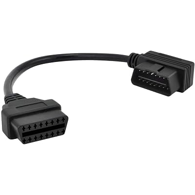 iKKEGOL OBDII OBD2 16 Pin Right Angle Connector Male to Female Extension OBD Cable Diagnostic Extender Cord Adapter 30cm / 12"" Inch
