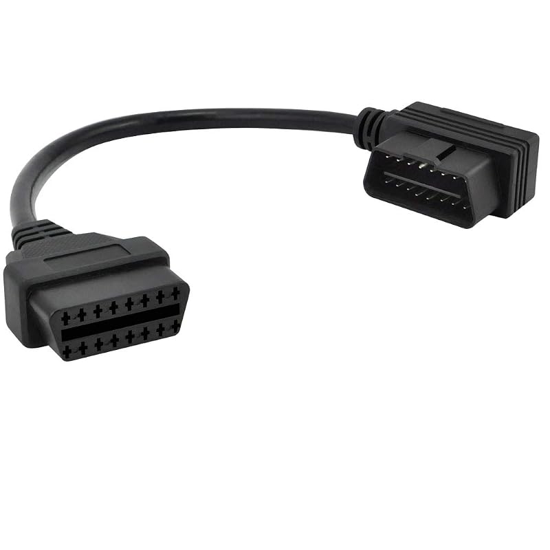 Cabo Extensor OBD2 OBDII de 16 Pinos com Conector em Ângulo de 90° iKKEGOL, Macho para Fêmea, 30 cm, N0B5G