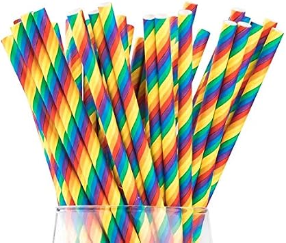 Pitillos de Papel Biodegradables Rayados 7.75 Pulgadas 100 Unidades miniatura 1
