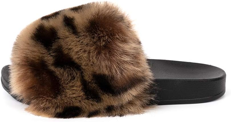 FUNKYMONKEY Women's Slides Faux Fur Cute Slip On Fuzzy Slippers Comfort Flat Sandals - Image 8