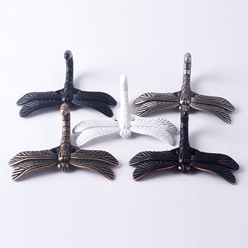 2pcs Dragonfly Coat Hooks Decorative Creativity Wall Mounted Hanger Hook for Home Handbag Key Towel Bathrobe (Ancient Silver)