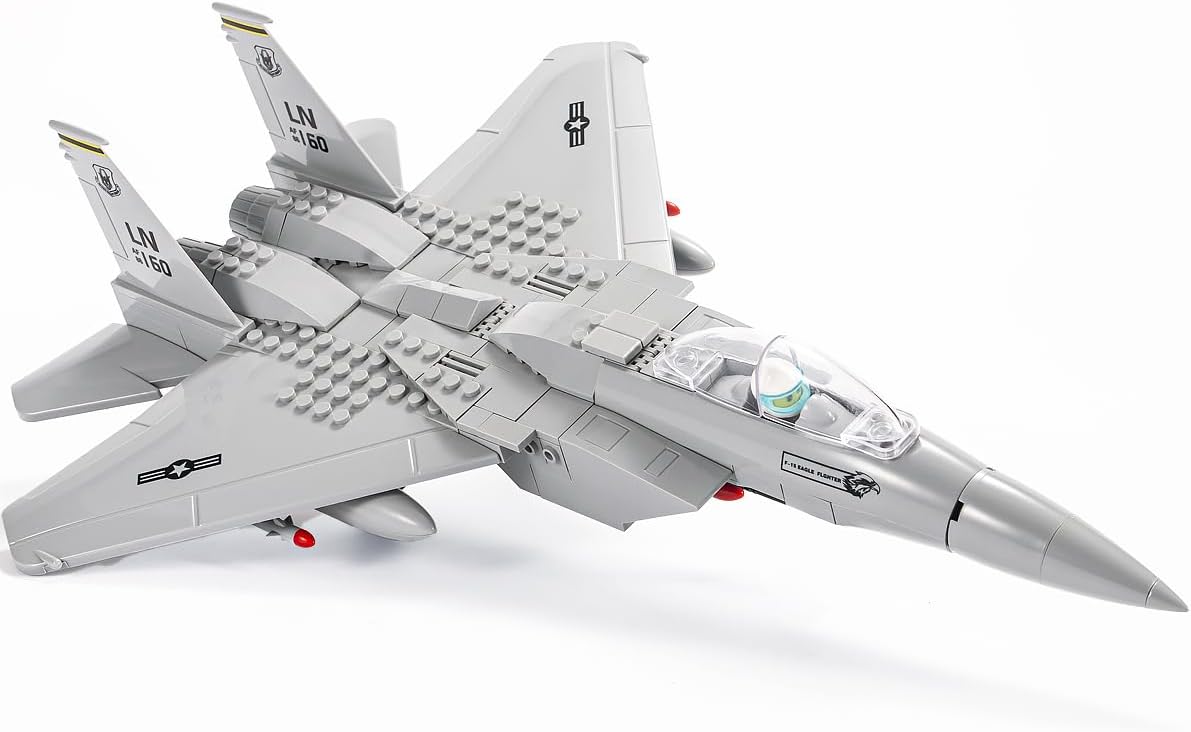 SEMKY Military F-15 Eagle Fighter Jet Air Force Building Block Set (262 Pieces) -Building for Military Fans and Kid