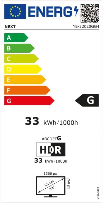 Next YE-32020GG4 32 82 Screen HD Google Android TV [Energy Class G]