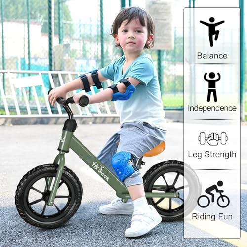 HAWEEK Toddler Balance Bike 12” No Pedal Training Bike for Kids 2-5 Years Adjustable Seat & Handlebar Best Gifts for 1-3 Boys Girls (Green) - Thumbnail 6