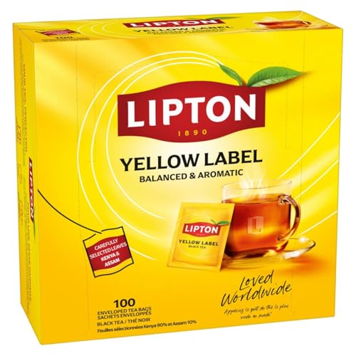 Lipton, Thé Noir Yellow Label, Origine Kenya, Goût Riche et Equilibré, Thé Noir 100% d'Origine Naturelle, Vitalité, 4x100 sachets, 400 Sachets – vue 2