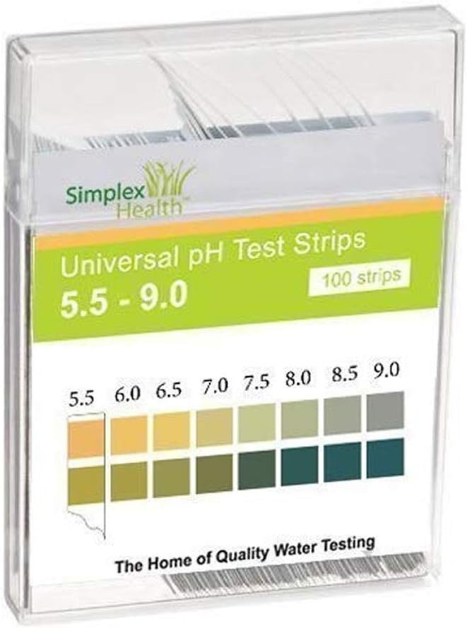 SimplexHealth Water pH Test Strips 5.5-9.0 Range & Two Pad Universal for Acid...