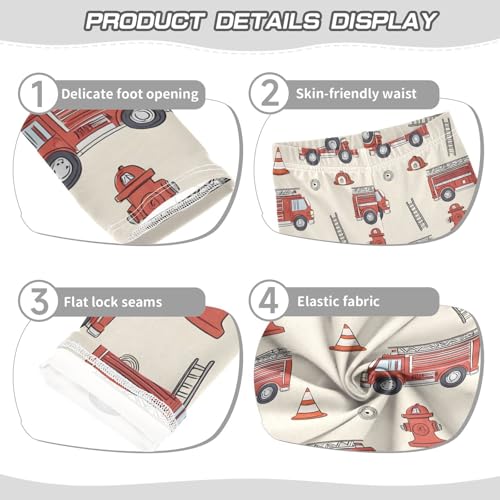 ALAZA Girls' Leggings Children's Yoga Pants Skinny Printed Dance Fire Fighting Truck Comfortable 4T2