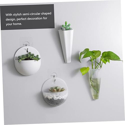 Miniatura 4 de HANABASS 3 piezas de plástico rústico automático o jardín blanco pared al aire libre macetas balcón auto-suculenta colgante florero contenedor