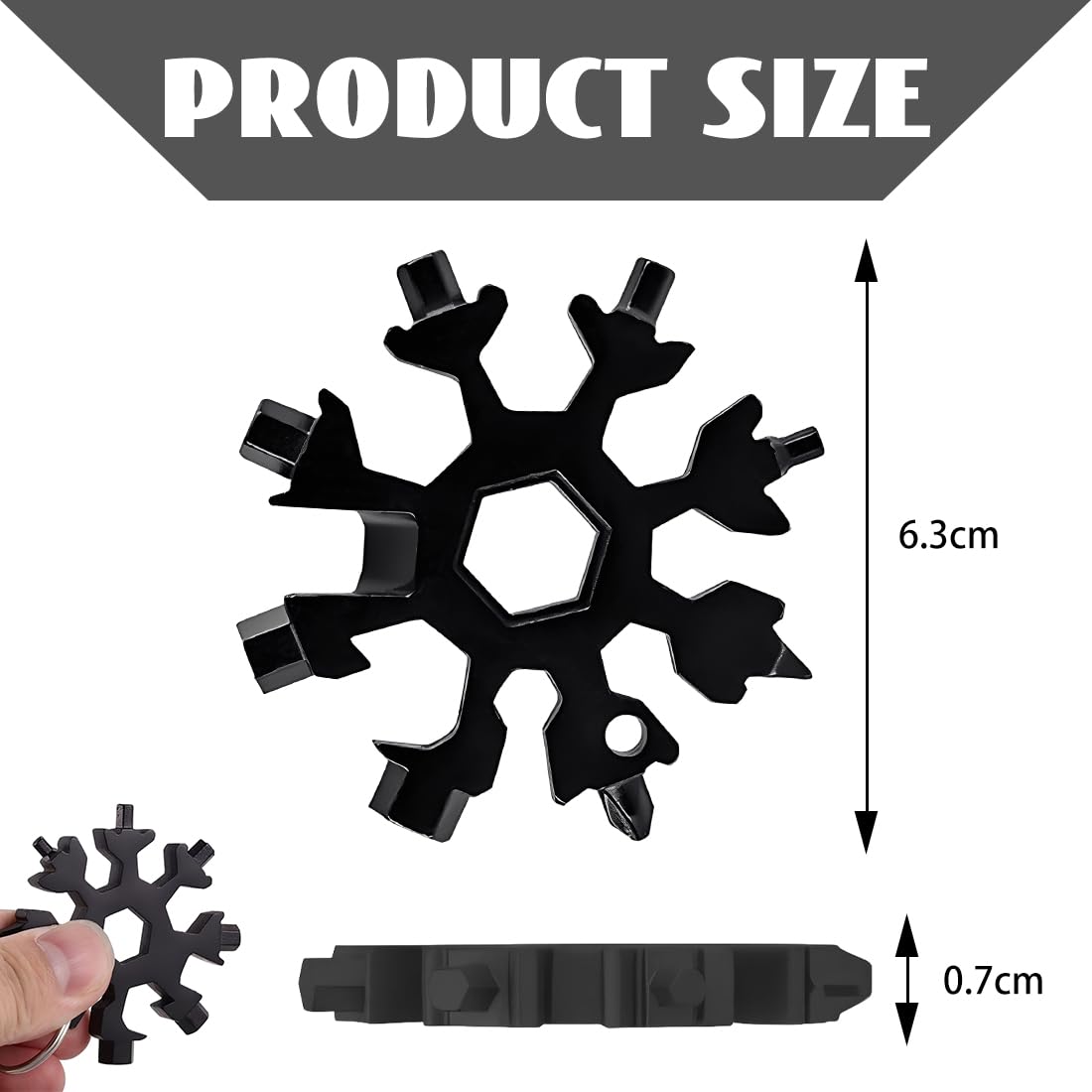 18-In-1 Multi-Tool Snowflake, Multi Attrezzo In Acciaio Portatile, Portachiavi Fiocco Di Neve, Strumento Fiocco Di Neve, Attrezzo Per All'Aperto Campeggio Avventura