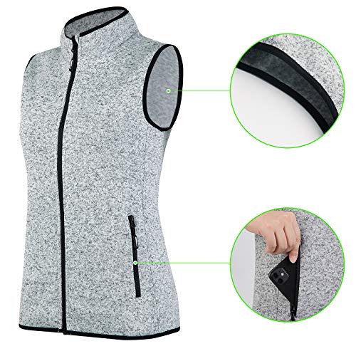 Spoear Zip Up Womens Vest With Zipper Pockets Athletic Sweater Fleece Vest Sleeveless Sweater Jacket(White,M) #TOP4