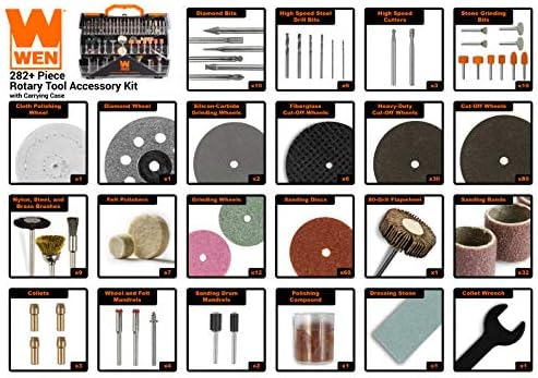 Wen 230282A 282-Piece Rotary Tool Accessory Kit with Carrying Case